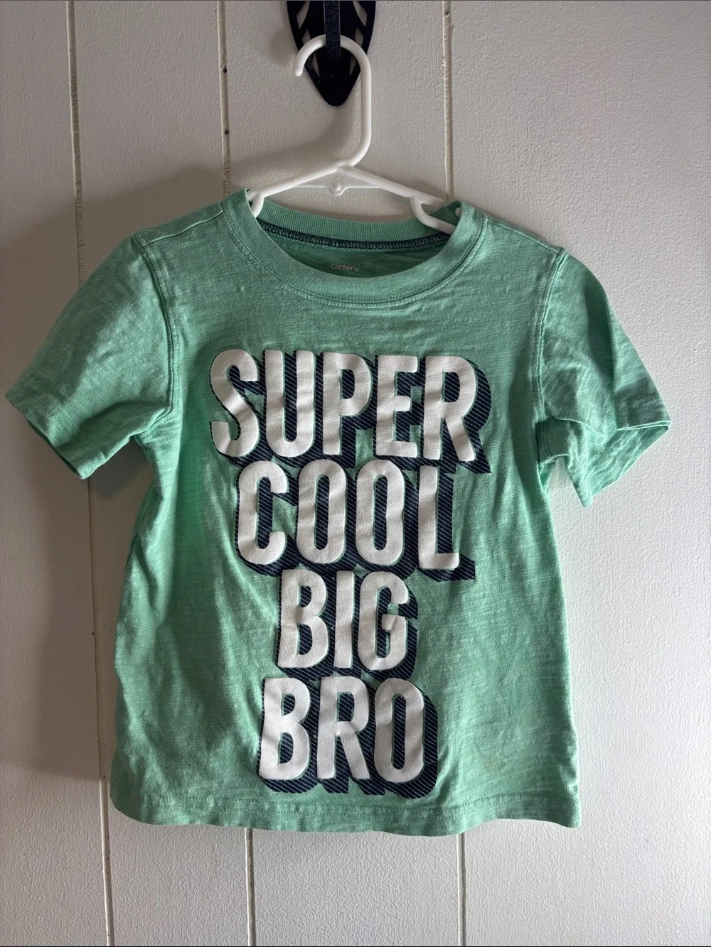 470 - Carter's Mint Green Short Sleeve Tee with Bold White & Navy Lettering